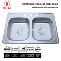 Drop-in cUPC Stainless Steel Topmount Corner Kitchen sink with Double Bowl